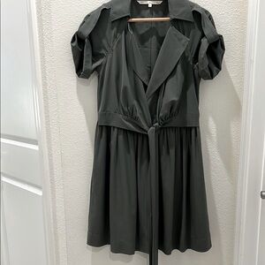 Rachel Roy beautiful petite dark green front tie mini dress